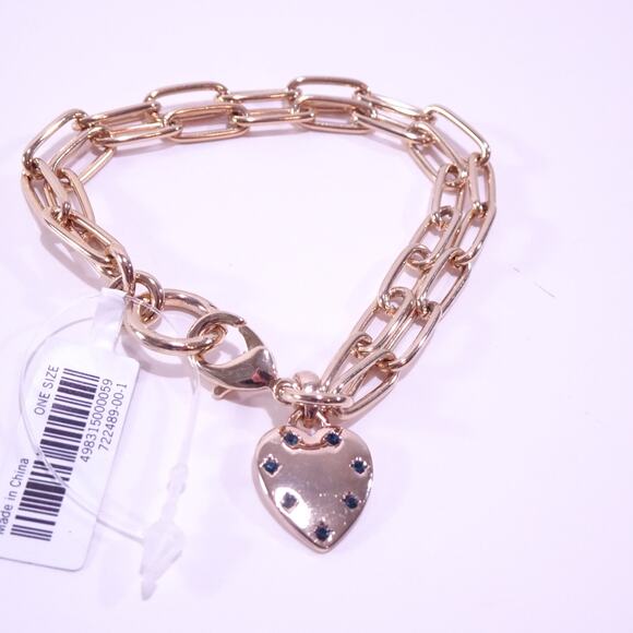 Banana Republic Double Paper Clip Link Puffy Heart Rainbow Bracelet NWT 38 - Picture 5 of 5